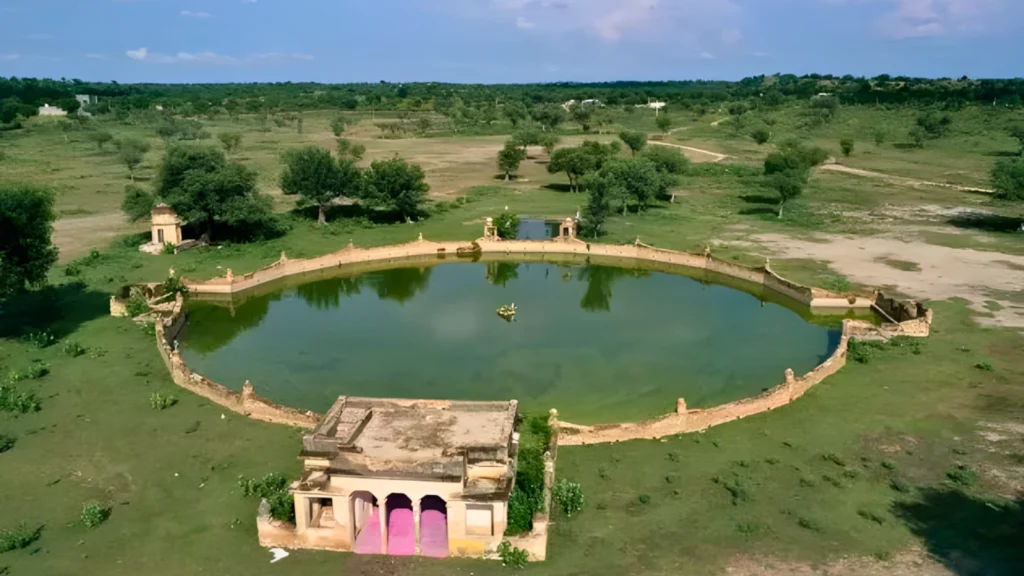 Johad traditional rainwater harvesting structure in Rajasthan