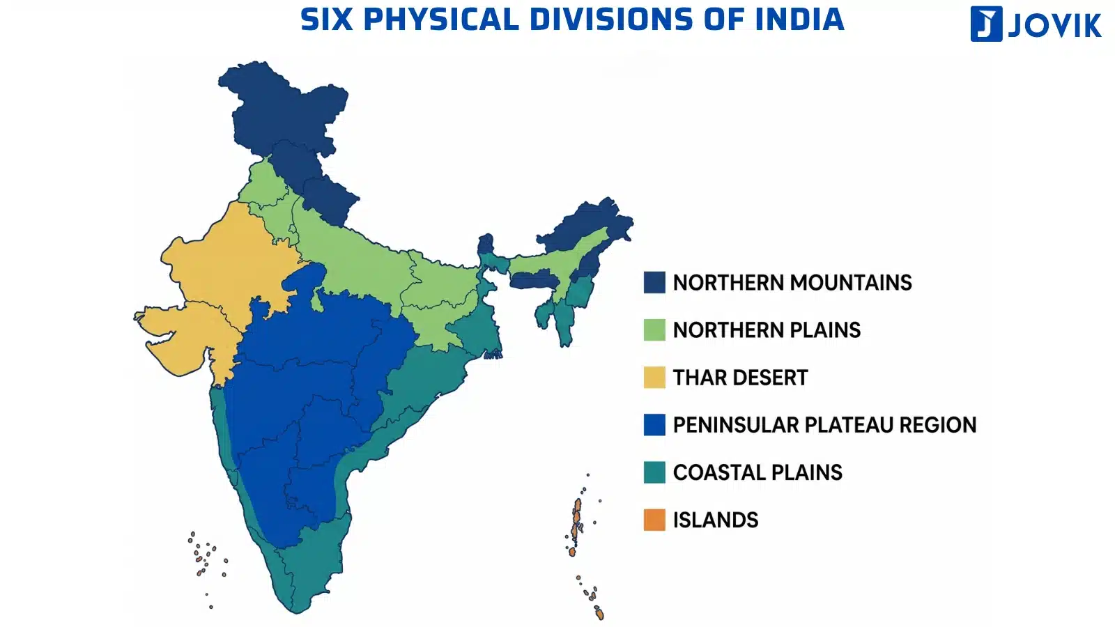 Six physical divisions of India map