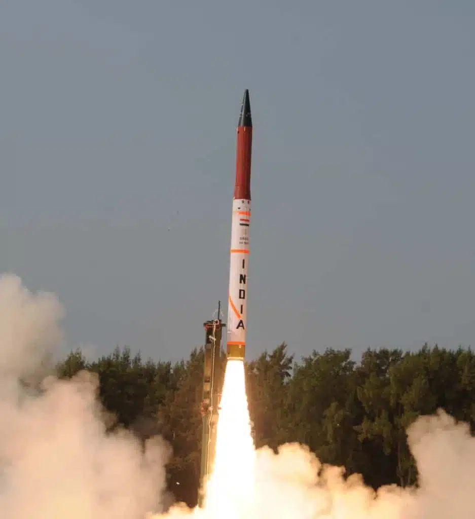 The Agni-4 missile, a medium-range surface-to-surface ballistic missile.