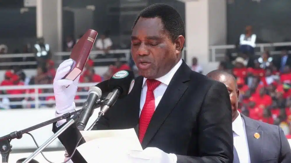 Hakainde Hichilema, re-elected President of Zambia.